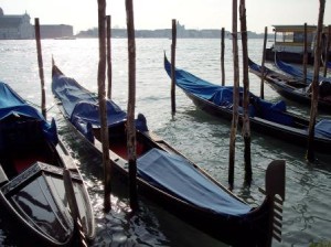 Gondolas in Venice, Italy, Nov. 2007